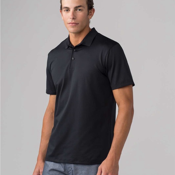 Lululemon Propel Black Golf Polo Short Sleeve Shirt Size Medium - Picture 1 of 7